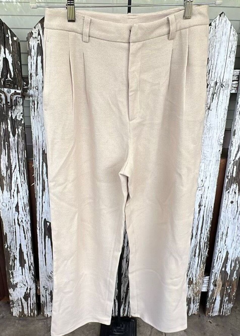 Monrow Waffle Knit Dress pants in Tan Size Large